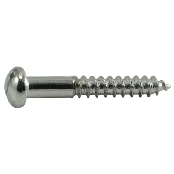 Midwest Fastener Wood Screw, #6, 1 in, Chrome Steel Round Head Slotted Drive, 60 PK 62185 - main
